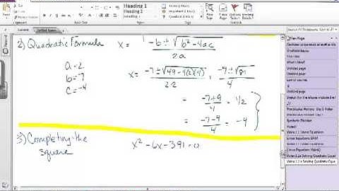 Video 1.2 Solving quadratic equations