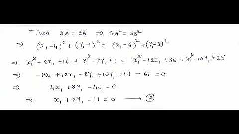 find the equation of the circle which passes through (4,1),(6,5) and whose centre lies on the line