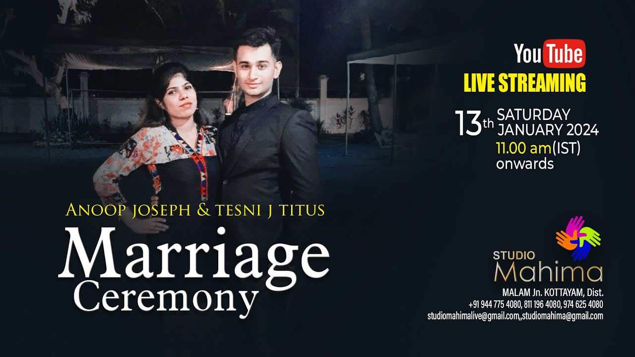 Wedding Ceremony || ANOOP JOSEPH & TESNI TITUS || 13.01.2024 || - YouTube