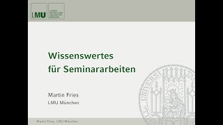 Wissenswertes für Seminararbeiten