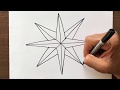 How to draw a compass rose step by step