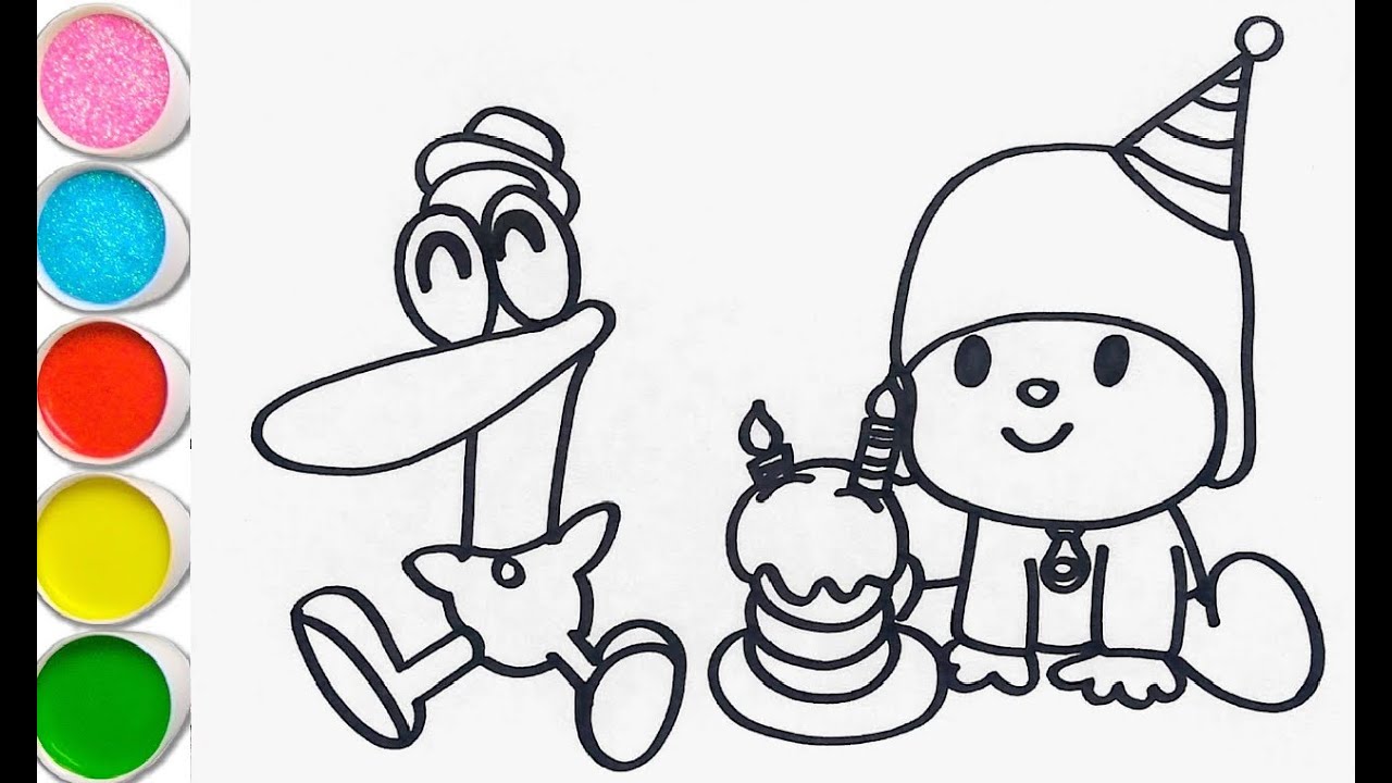 Drawings To Paint & Colour Pocoyo - Print Design 016