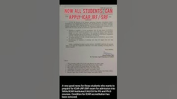 Now all non-accreditation institute students can apply icar jrf/srf #agriculture #trending #shorts