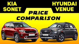 Kia Sonet Price compare with Hyundai Venue