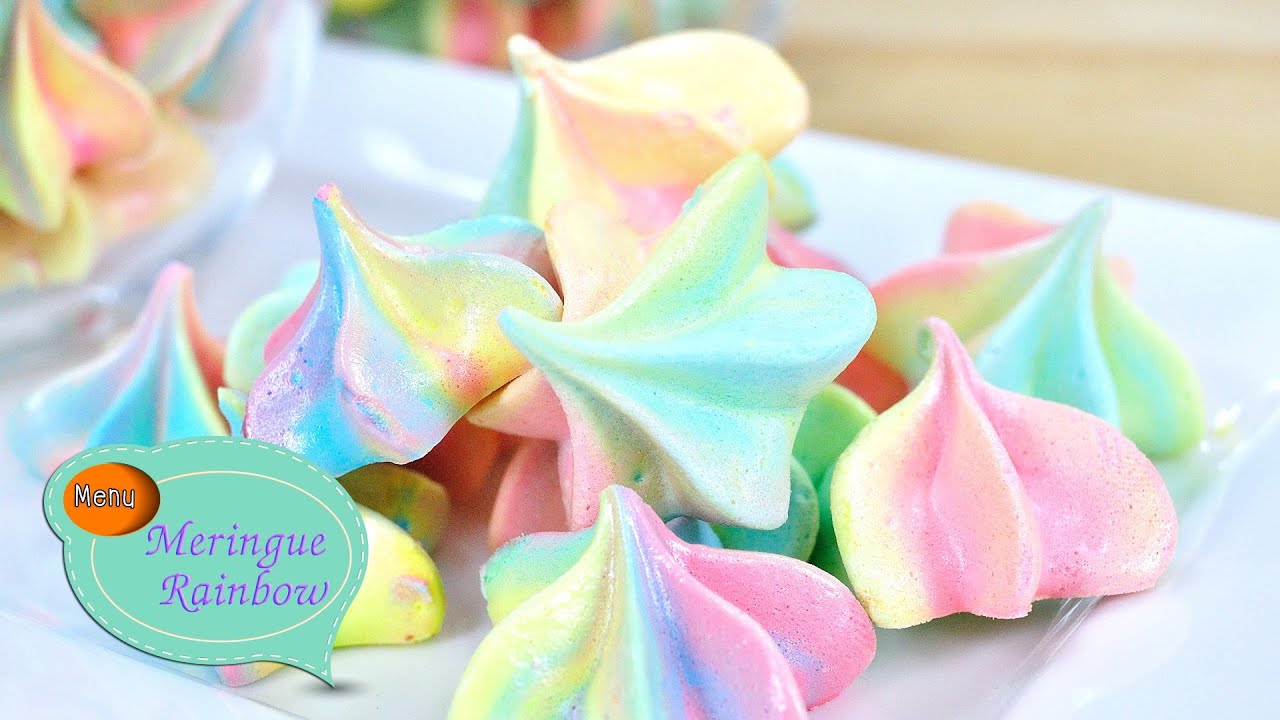 เมอแรงค์สายรุ้ง Rainbow Meringue - 1 Minute Cooking