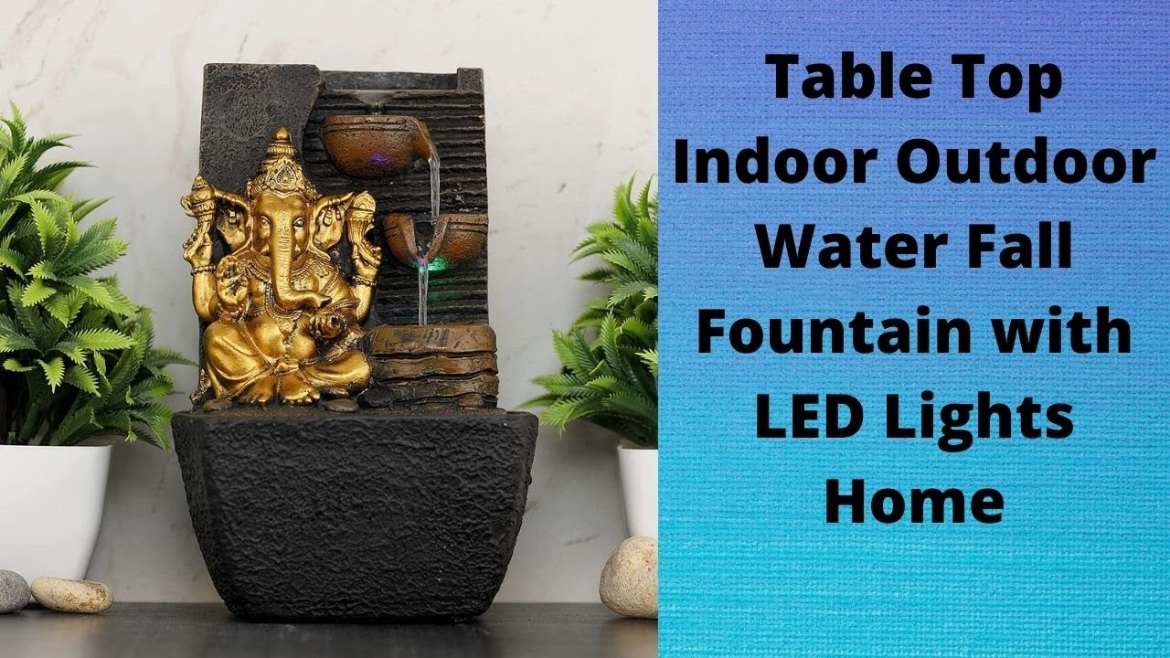 Table Top Indoor Outdoor Water Fall Fountain with LED Lights Home