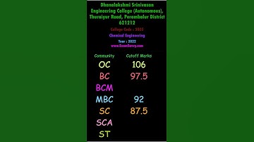 3805 TNEA Cutoff Rank  Dhanalakshmi Srinivasan Engineering College Autonomous, Thuraiyur Road,