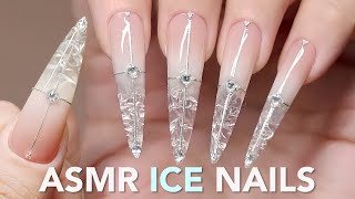 картинка: Расслабляющий ASMR-нейл-арт | Урок по созданию кристально-ледяных ногтей | Иммерсивный маникюр