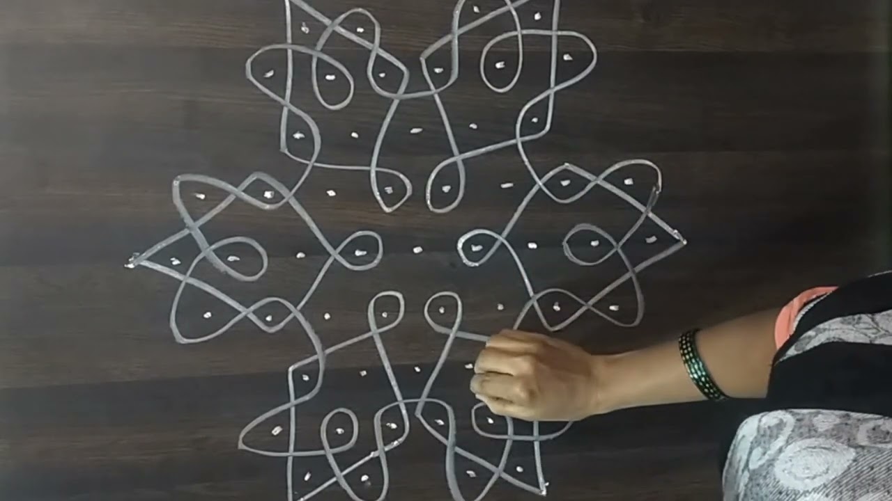 7*4 dots 4 different types designs rangoli easy and simple kolam 