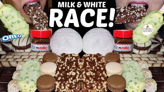 Asmr Milk & White Chocolate Race Dubai Ice Cream Bar, Baby Nutella, Snowball, Reeses Ice Cream 먹방