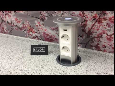 Выдвижная розетка для кухни в столешницу сенсорная влагозащищенная встраиваемая