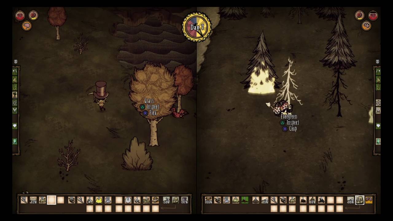 Don't Starve Together: Console Edition 2 Player Local Co-Op Day 7 Burning Workin - YouTube