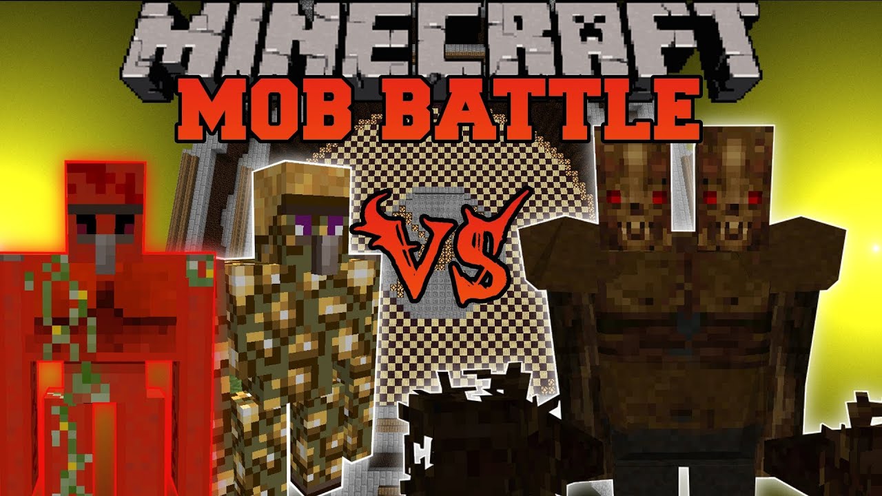 Redstone Golem and Glowstone Golem Vs. Ettin - Minecraft Mob Battles