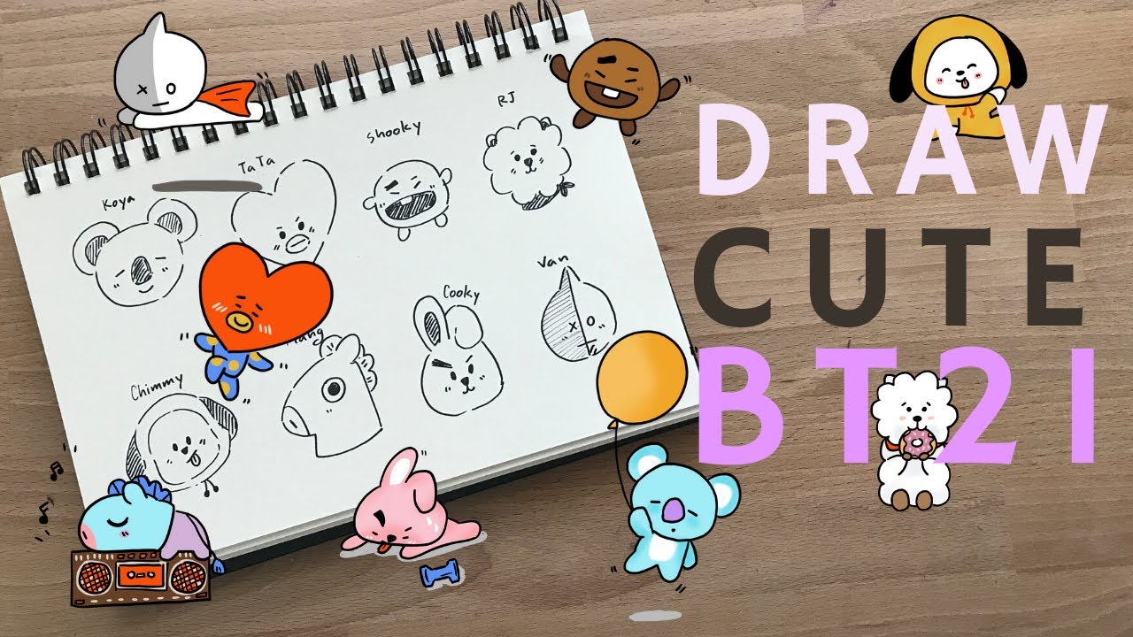 How To Draw BT21 ll Doodle With Me ll BTS ll สอนวาด BT21 - YouTube