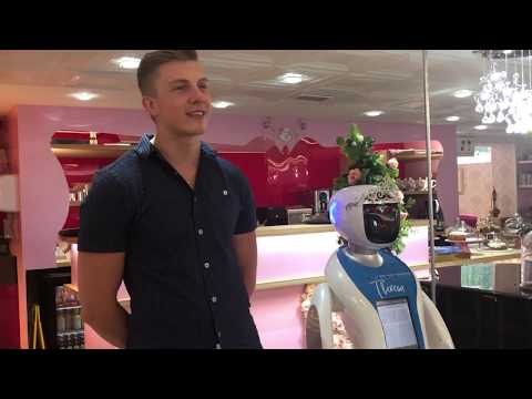 1st UK Robot Waitress Amy like a Princess in Tea Terrance