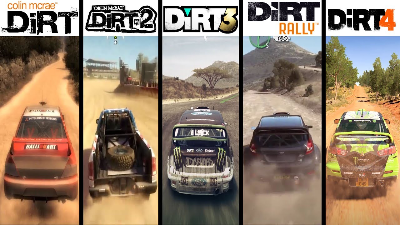 DiRT vs DiRT 2 vs DiRT 3 vs DiRT Showdown vs DiRT Rally vs DiRT 4 - Gameplay Comparasion (HD)