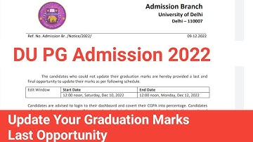 DU PG Admission 2022: Update Your Graduation Marks: Hurry Up | Ameeninfo