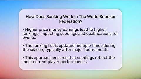 How Does Ranking Work In The World Snooker Federation? - Billiards Hustlers