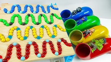 Marble Run Race ASMR ☆ HABA Slope, 4 Funnels ☆ Creative Healing Sound Simple Machine DIY Build