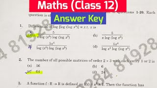 Answer Key MATHS Class 12 | Term 1|  Dec 6 2021