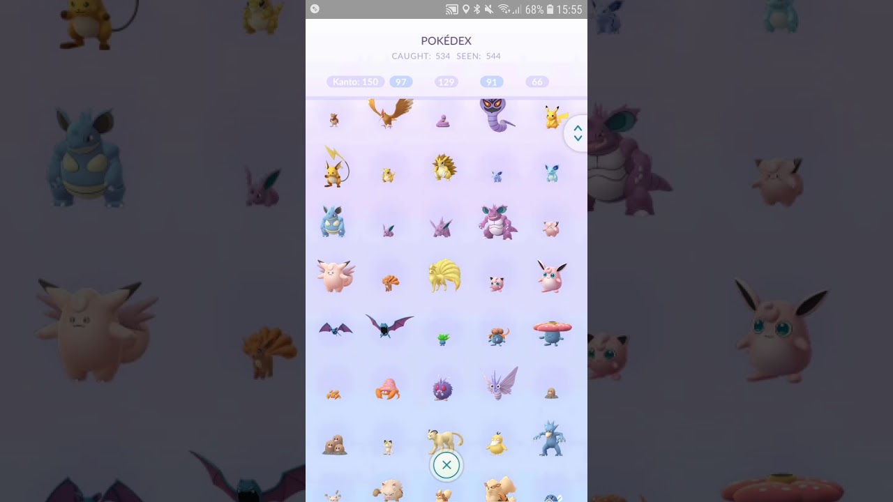 A scroll through my pokedex on Pokemon Go! Level 38 UK player