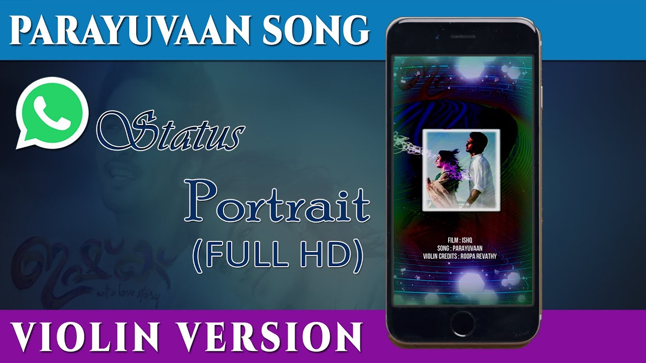 Parayuvaan  Song   Ishq Malayalam Film  Violin Version  Whatsapp Status  Visualization  Portrait
