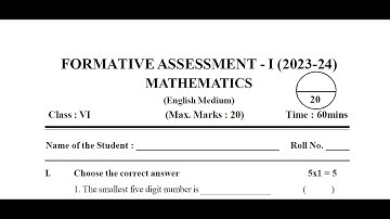 Ap 6th class Fa1 2023-24 Maths paper 💯🥳🥳 ||Ap 6th Class Fa-1💯🥳🥳 Real Maths  Paper ( 2023-24 ) | #fa1