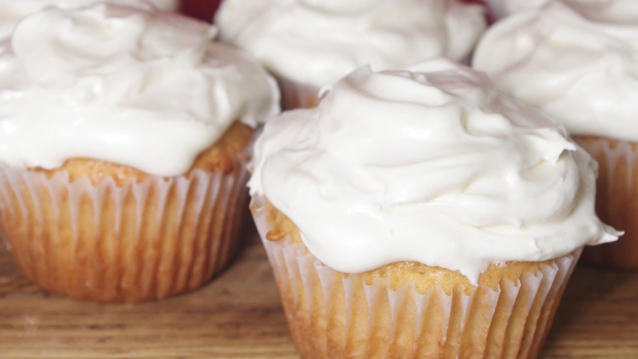 How To Make Vanilla Cream Cheese Cupcakes with Rum Icing Recipe YouTube