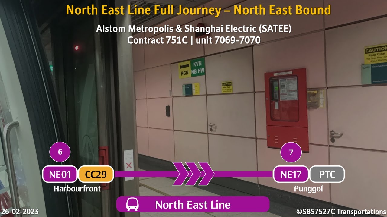 [SBST] North East Line Full Journey - Punggol bound | C751C 7069-7070