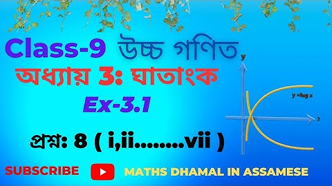 নৱম শ্ৰেণীৰ উচ্চ গণিত chapter 3 : ঘাতাংক|Ex 3.1 প্ৰশ্ন : 8 | @mathsdhamalinassamese
