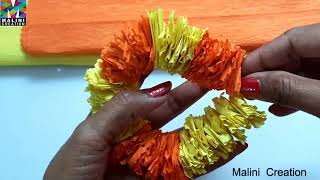 easy and simple ganpati decoration / Marigold Paper Flower decoration at home