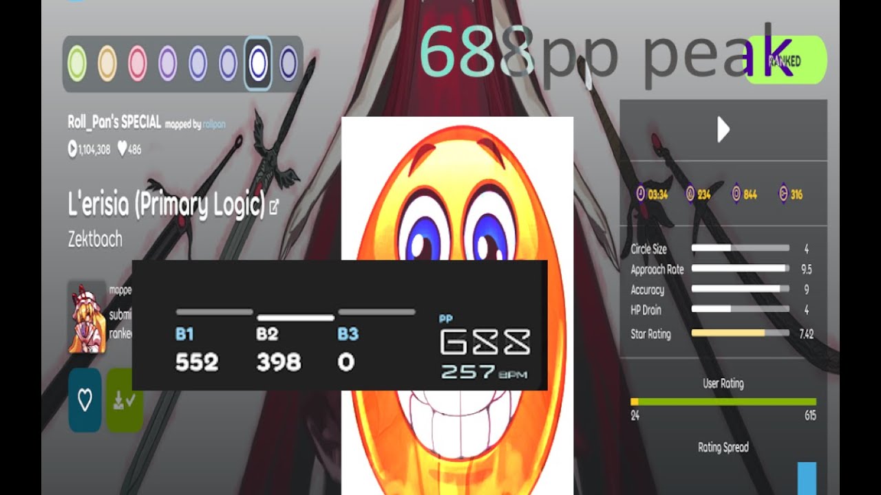 PEAKED 688PP ON 257BPM STAMINA (8.52*)