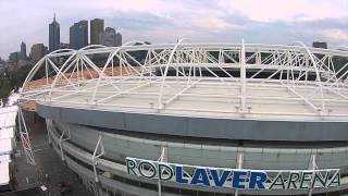 Over Rod Laver Arena with a drone