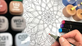 Relaxing Adult Coloring ASMR Mandala 🌸 3 Coloring Pages | Alcohol Markers