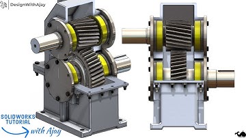 DesignWIthAjay : Vertical Reduction Helical Gear Box (Ratio=1:2) Link in description #designwithajay