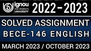 BECE-146 SOLVED ASSIGNMENT 2022-23 | BECE-146 SOLVED ASSIGNMENT 2022-23 IN ENGLISH| BECE-146