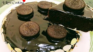 Biscuit Cake Only 3 Ingredients  Without Oven | Eggless Chocolate Ganache Cake  By I Love Cooking