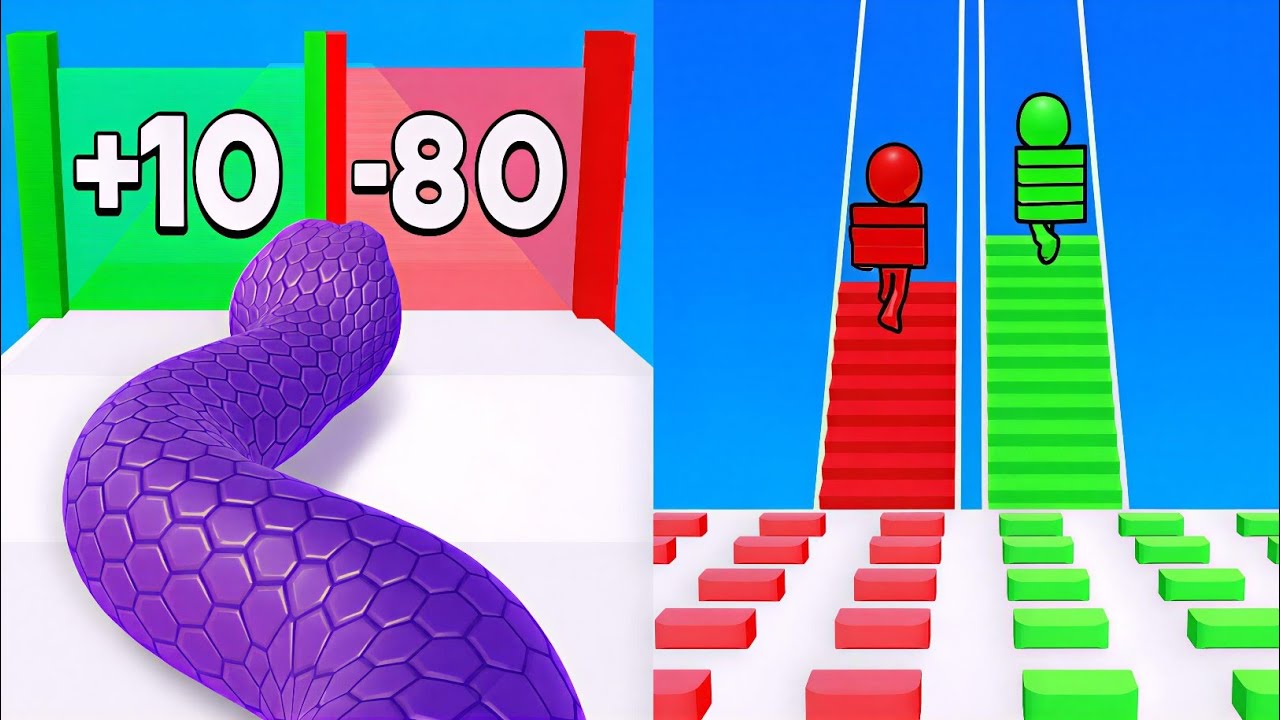 Snake Run VS Bridge Race💥 INSANE Speedrun- All Levels Max Gameplay