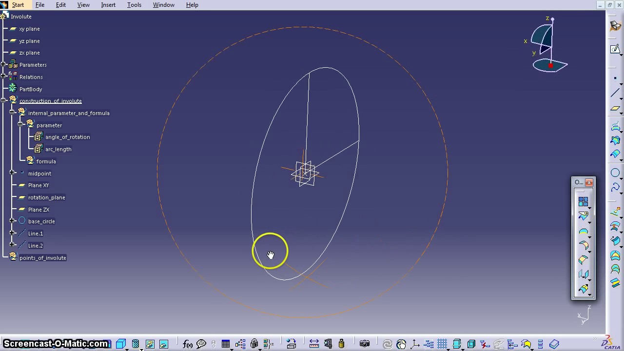 involute visual basic scripting generative shape design catia v5 - YouTube