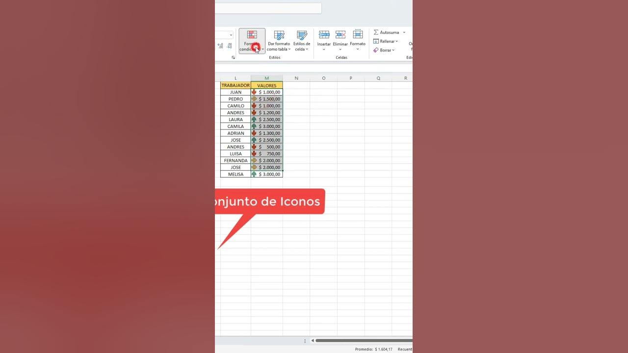 Como usar el conjunto de iconos en el formato condicional en excel