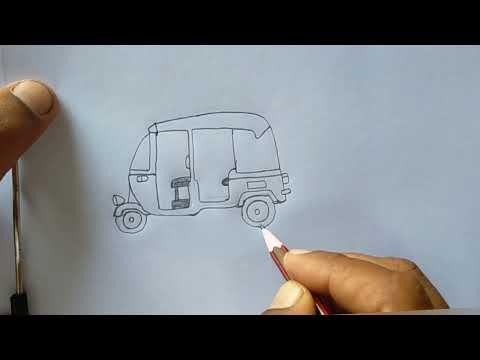 how to draw auto rickshaw || pencil sketch rickshaw and colours