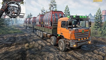 F3000 - Pulling Heavy Cargo Loaded Trailers Through Wild Terrain | SnowRunner | Logitech G29