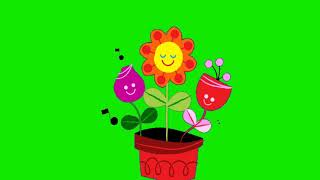 blooming happy flowers cartoon animated cartoon green screen video for youtubers.