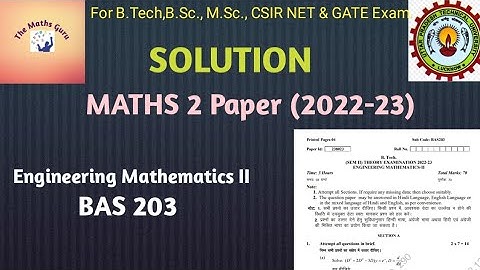 Maths 2 || 2022-23 Question paper Solution AKTU|| BAS 203 ||