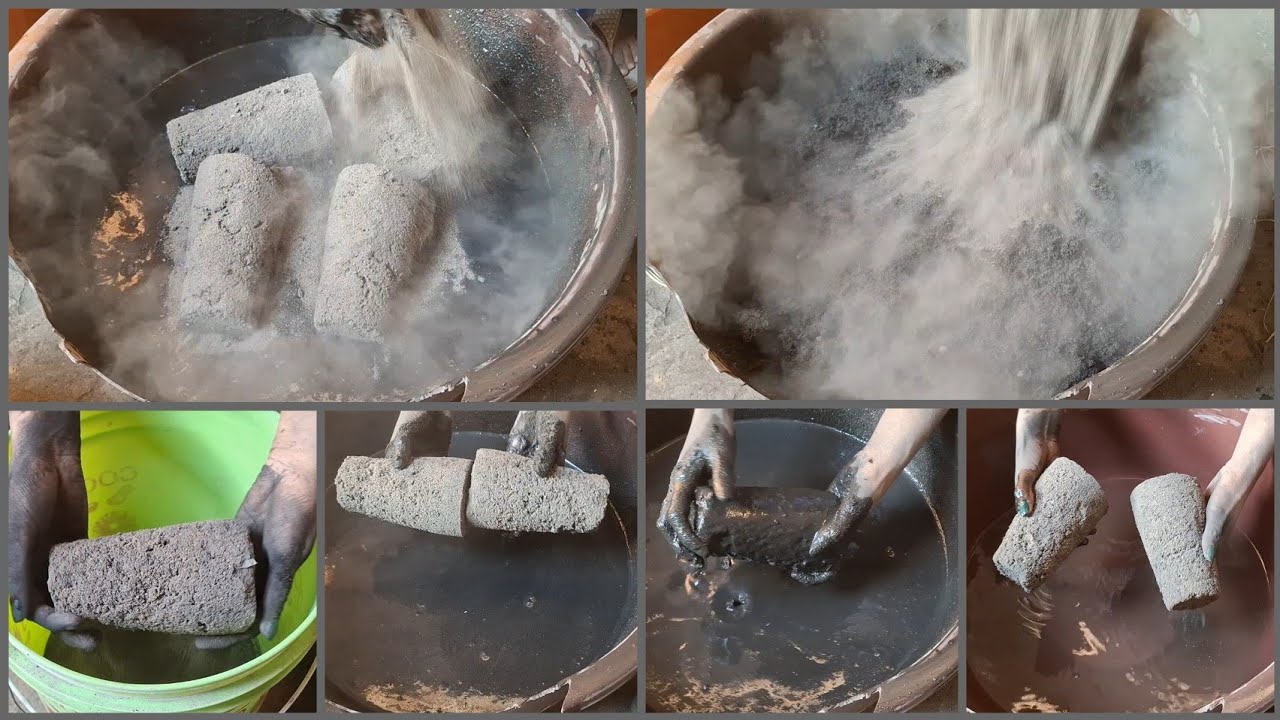 Very Silky Sandy Charcoal Buckets On Dry Crumbling And Tub On Water Crumbling 
