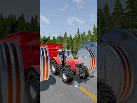 Tractor vs Bollards #1 - BeamNG.Drive  @officialmgid