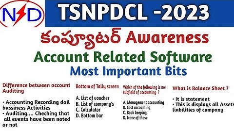 కంప్యూటర్ Awareness//Account Related Software//Most  Important Bits