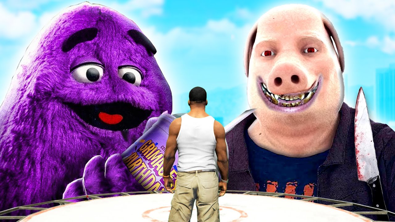 GTA 5 JOHN PORK vs GRIMACE!! YouTube