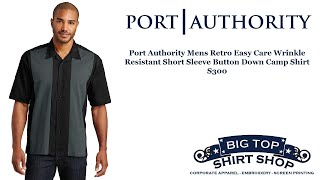 Port Authority Mens Retro Easy Care Wrinkle Resistant Short Sleeve Button Down Camp Shirt S300