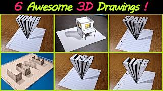 6 Easy 3D Optical Illusion Drawing Tutorials! 😱 Step-by-Step for Beginners